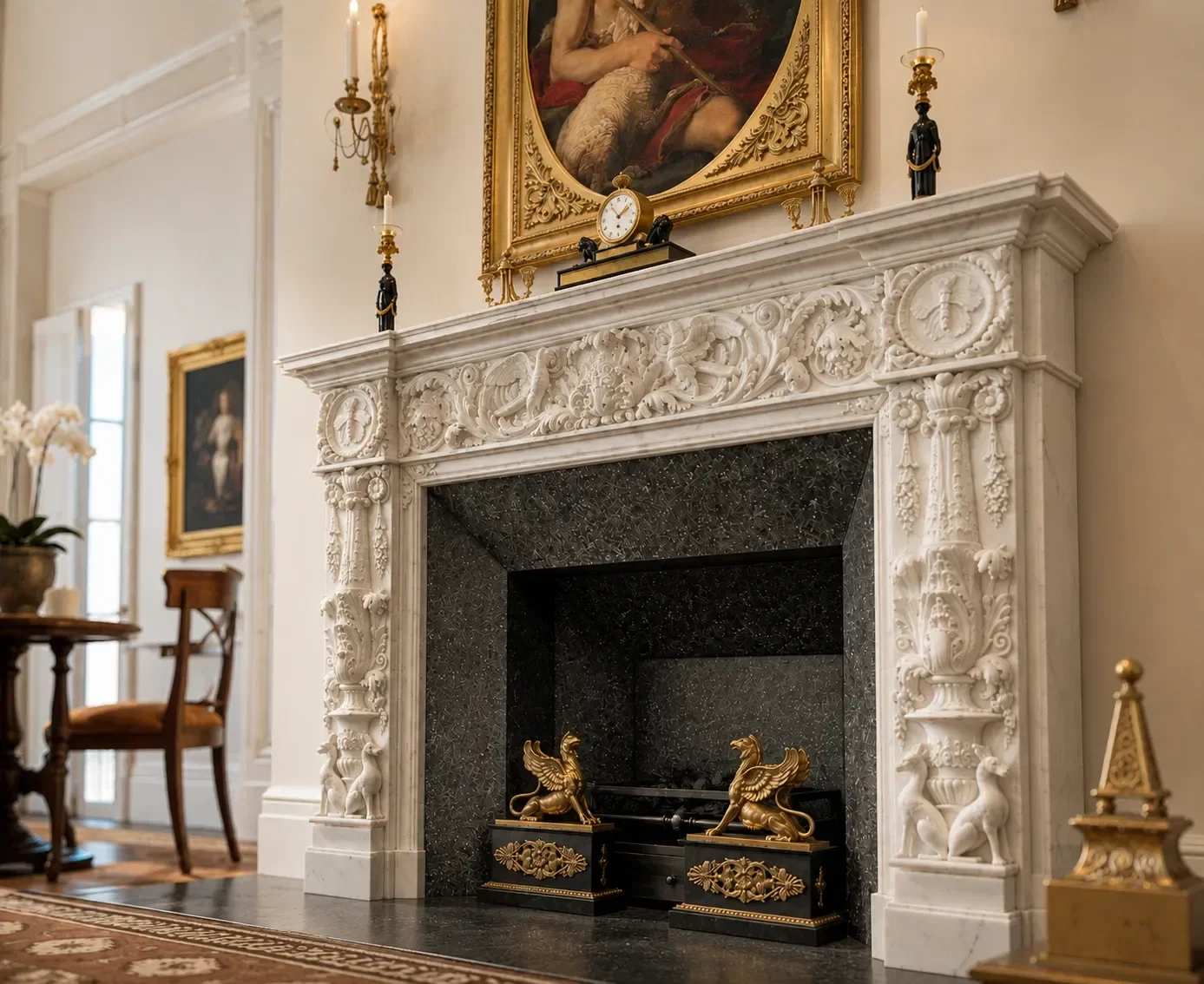 Natural stone fireplace surround installed by IPA Stone